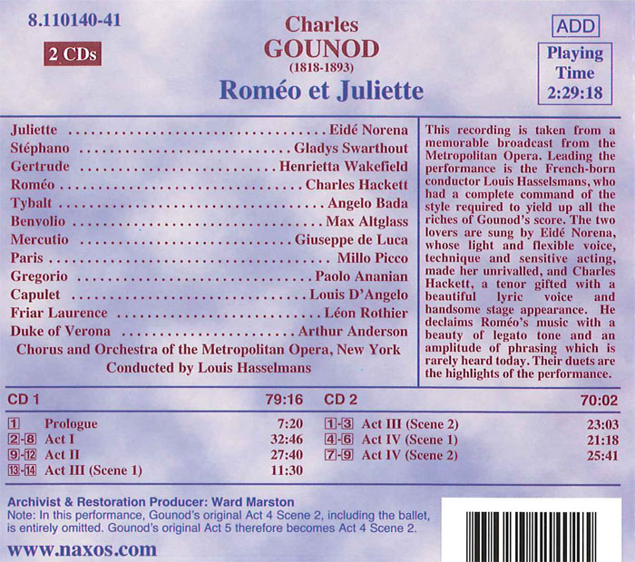 Club CD GOUNOD Romeo et Juliette